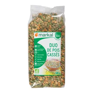Đậu Hà Lan Xanh & Vàng Hữu Cơ, Duo de Pois Cassés, Organic Duo Split Peas Green & Yellow (500g) - MARKAL